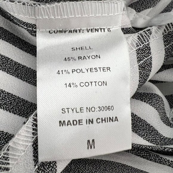 Venti6 Womens Paper Bag Striped Ankle Pants Belted Gray/White Size Medium - Picture 9 of 9